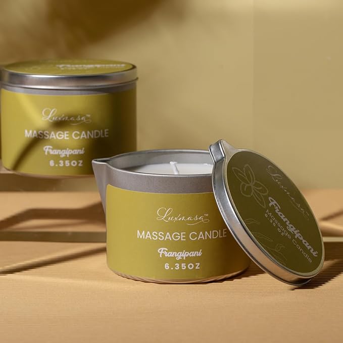 Massage Candle for Body Treatment-Jojoba Oil Infused Nourishing Lotion Candle Gift 6.35OZ (Frangipani Scent)