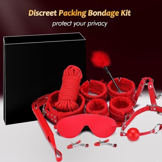 Pilates 11 Piece Fashion Design Leather Combination Set (Red), Fun Cosplay Racket Accessories, Wrist and Hip Yoga Supplies, Couple Gifts