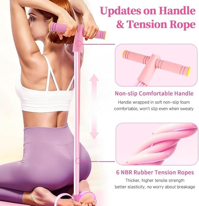 3-in-1 Multifunction Pedal Resistance Band, Elastic Pull Rope Fitness, Full-Body Workout at Home Gym, Exercise Sit-up, Yoga, Abdominal Training