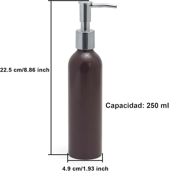 Elitzia Massage Oil Warmer Use Parts Pump Bottle 1 Pack 8.45oz/250ml Aluminium Pump Bottles for Solution Gel Lotion and Cream Use Suitable for ETOH01 ETOH02 ETLB01 ETLB02 ETOH843N ETOH843NB(Brown)