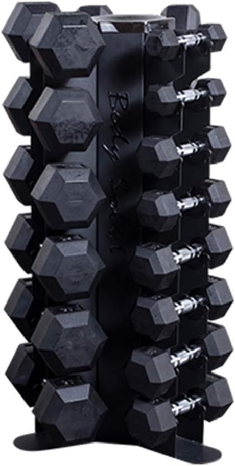 Body-Solid 3-Side Vertical Dumbbell Rack for 5-50 lb. - Compact, Space-Saving Weight Holder for Home Gym, Holds upto 10 Pair of Dumbbells with Medicine Ball Storage Tray