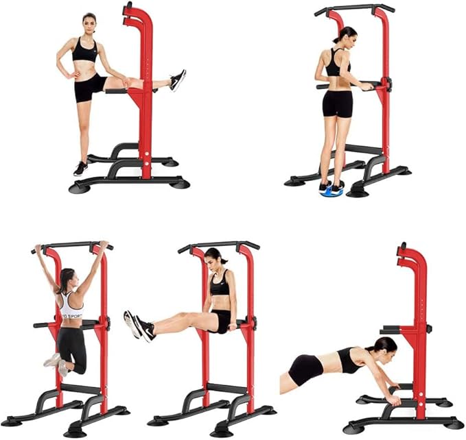 SogesHome Power Tower Pull Up Bar and Dip Station, Height Adjustable Dip Stand Exercise Machine for Home Gym, Multi-Functional Free Standing Strength Training Fitness Workout Station