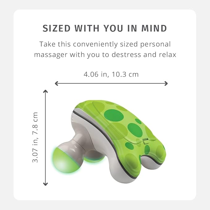 HoMedics Ribbit Mini Handheld Massager, Vibrating Electric Massager with Comfort Grip and LED Light, Batteries Included, Comes in variable colors, Green, Blue or Pink (Color May Vary)