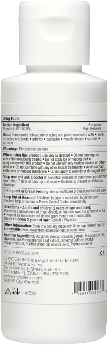 Bundle-2 Items : Cryoderm Cold Gel 4oz (Pack of 2)