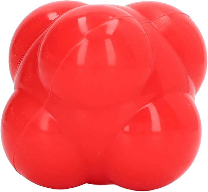 Hex Reaction Trainer Ball, Rubber Reaction Ball for Improving Hand Eye Coordination, Bright Color Reaction Catch Ball with Random Bounce, Portable Agility Training Tool for