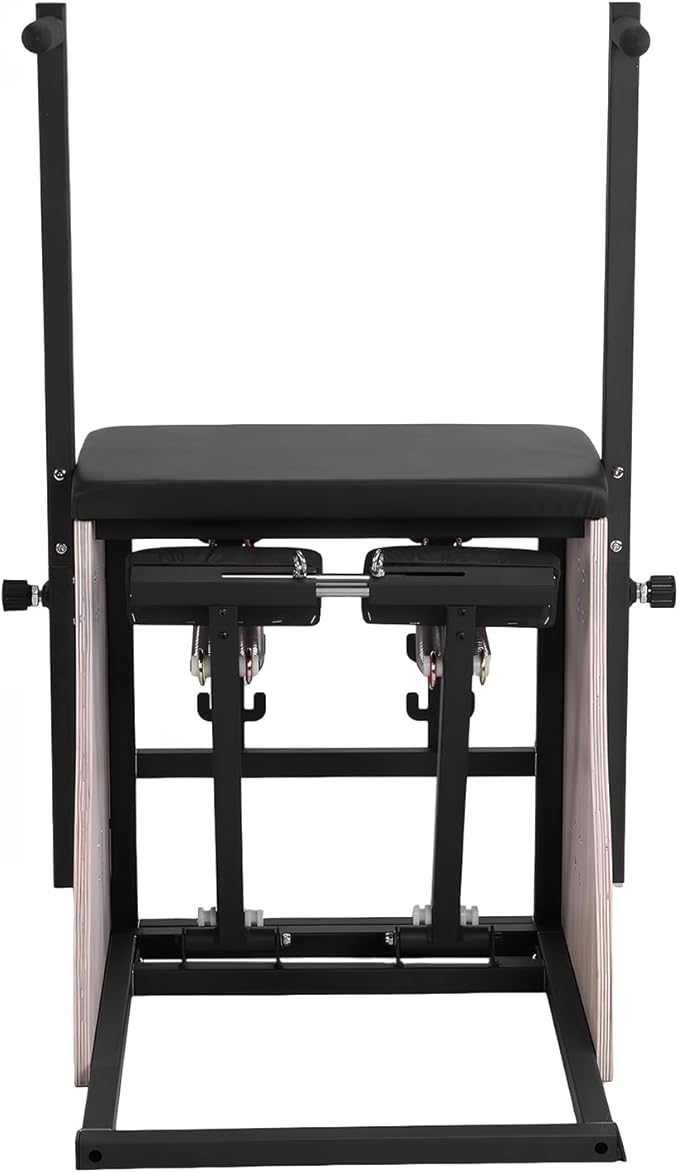 Generic Oak Wood Pilates Chair Split-Pedal Stability Combo Chair with Resistance Bands Handles and Split Pedals for Compact Home Gym Equipment Full-Body Workout