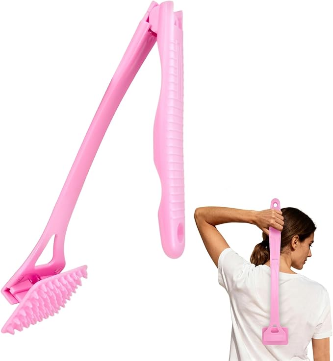 18.5-Inch Foldable Back Scratcher with ABS Polymer Resin Long Handle, Suitable for Men, Women, Adults with Rough Skin, The Best Gift for Parents and Loved Ones (E-Pink)
