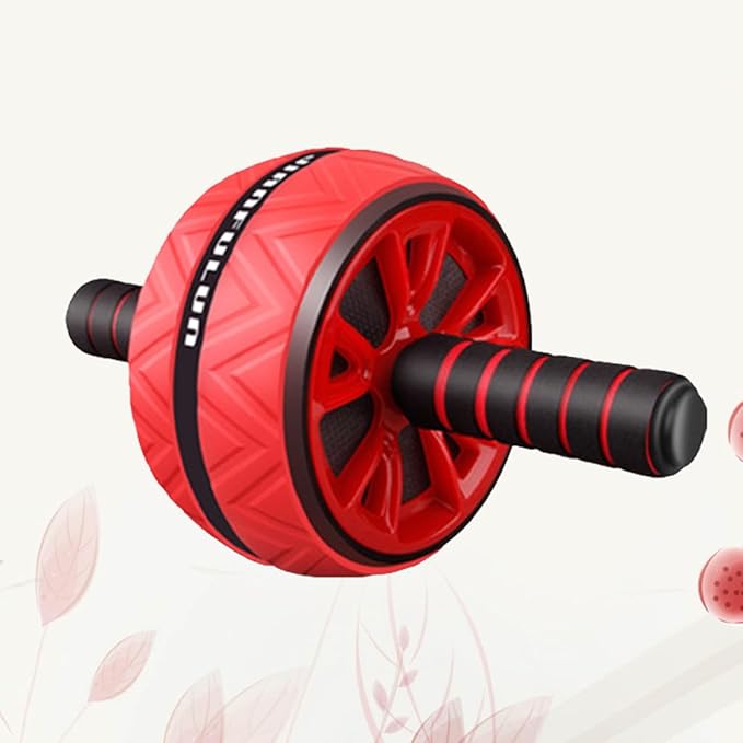 Lurrose Ab Roller Wheel Fitness Device for Core Workout and Abdominal Exercise, Red Abdominal Trainer with Sturdy Wheel for Home Strength Training and Workout Accessories for Men Women