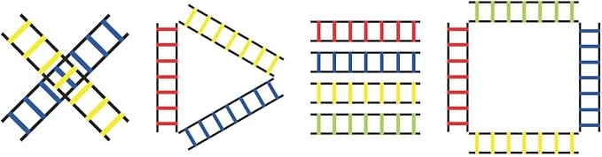 Champion Sports Sectioned Agility Ladder Set, Red/Yellow/Blue/Green, 6.5" x 16" Wide