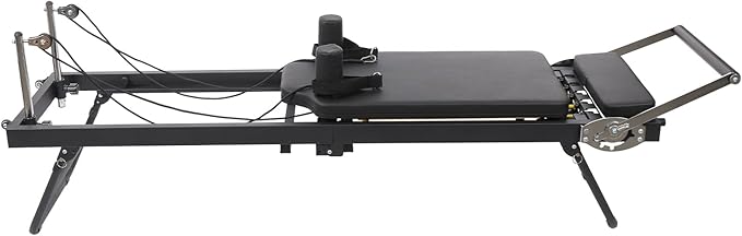 Foldable Pilates Reformer, 264.55Lbs Pilates Reformer Adjustable Pilates Machine with 3 Height Adjustment Gears & 2 Spring Tension Gears for Home Use and Gym Workout 77.56x22.44x28.54In
