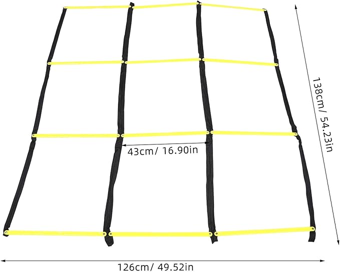 Agility Ladder for Football Speed Training 9-Square Multifunctional Rope Ladder for Footwork and Soccer Conditioning Yellow