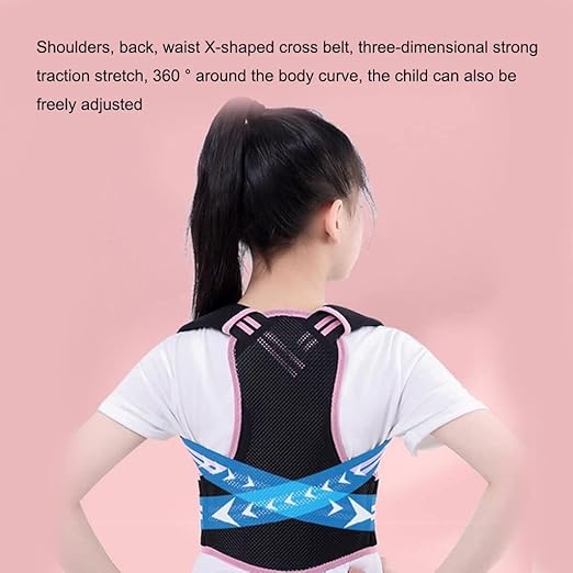 Children's Hunchback Corrector, Posture Corrector For Posture, Shoulder, Cervical Spondylosis, Scoliosis Back Support Frame For Students And Adolescents(Pink,Large)
