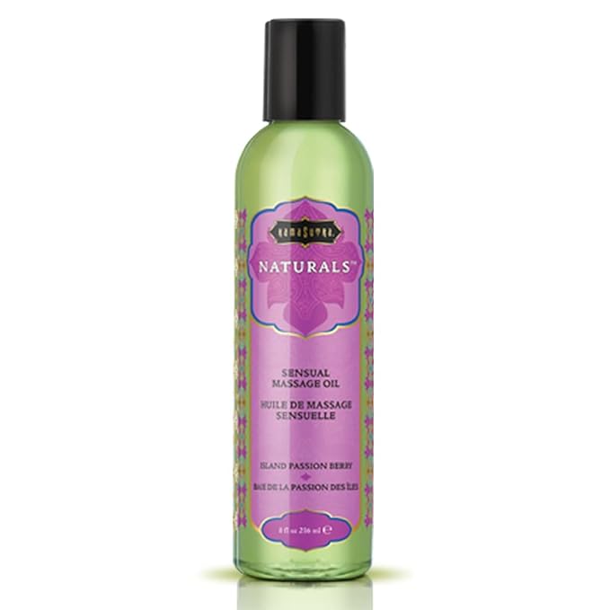 KAMA SUTRA Naturals Massage Oil Island Passion – 8 fl oz - Massage Oil for Body - Natural Carrier Oils - Sensual Massage for Couples, Women, and Men