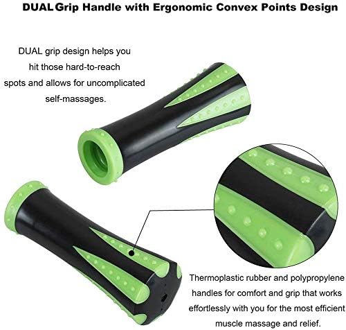 YANSYI 9-Roller Massage Stick - Deep Tissue Muscle Roller for Athletes, Relieves Post-Workout Soreness & Leg Back Pain, Portable Physical Therapy Tool (Green)