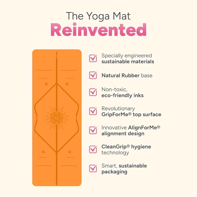 Liforme Special Yoga Mat – Free Yoga Bag Included - Patented Alignment System, Warrior-like Grip, Non-slip, Eco-friendly, Sweat-Resistant, Long, Wide, 4.2mm thick mat for comfort