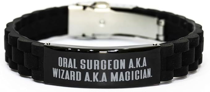 Oral. Oral surgeon Black Glidelock Clasp Bracelet, Special Oral surgeon Gifts, Engraved Bracelet For Colleagues from Colleagues, Oral surgeon birthday present, Oral surgeon birthday gift ideas, Unique
