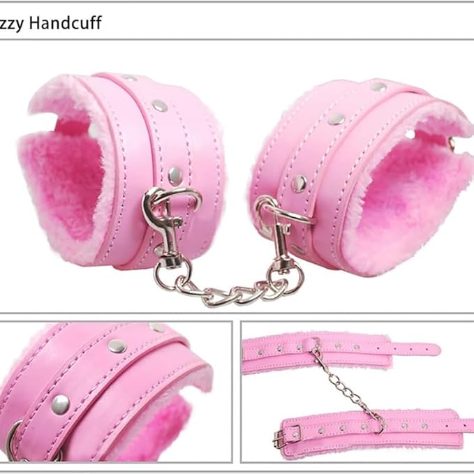 Fashion 10 Piece Leather Pilates Indoor Training Set, New Eye Mask for Fun Wrist and Hip Exercises Cosplay Accessories [Pink], Couple Gift