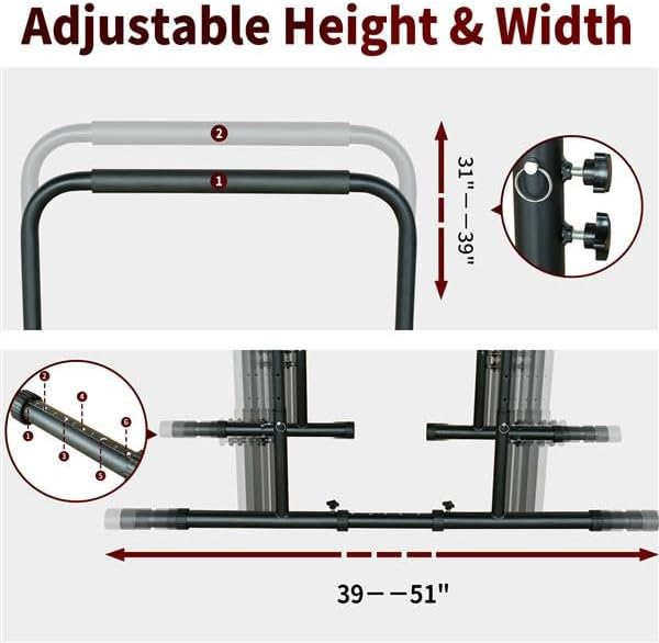 Power Tower Dip Station Pull Up Bar Stand Adjustable Height Heavy Duty Multi-Function Fitness Training Equipment