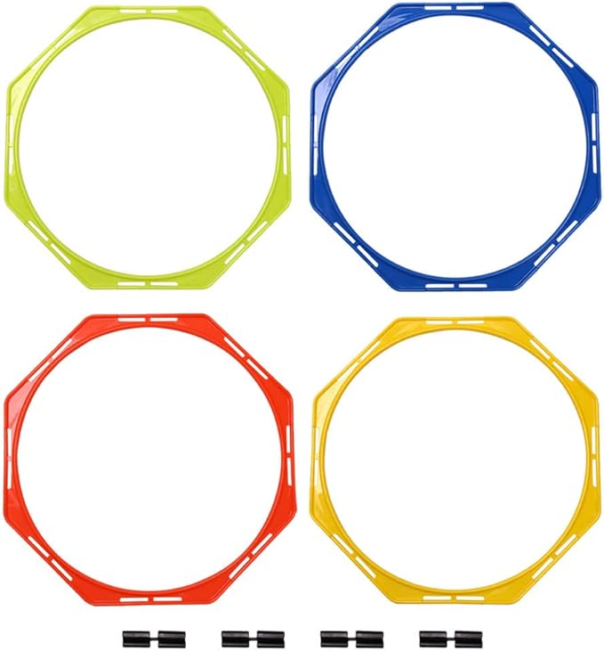 BESPORTBLE 4Pcs Agility Training Equipment, Football Training Circle Adult Soccer Ball Basketball Outdoor Trains for Adults Sports Agility Football Training Ring Ladder Footwork, Multi-Function Agilit