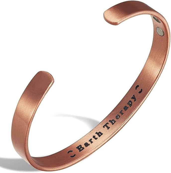 Earth Therapy Minimalist Design Magnetic Field Cuff Bracelets for Men & Women - Ultra Strength - Adjustable