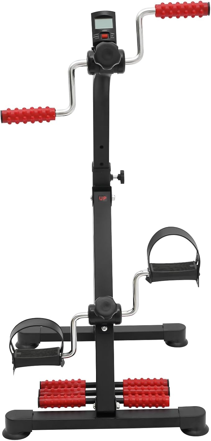 Pedal Exerciser Bike, Fitness Bike with LCD Screen, Adjustable Height Exerciser Bike,Hand Arm Leg and Knee Stroke Recovery Equipment for Seniors, Elderly Physical Therapy Sit Exercise