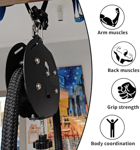 Endless Rope Trainer, Suspension Pulley Cable Machine with Adjustable Resistance, Pull Rope Fitness Training Equipment, for Physical Training
