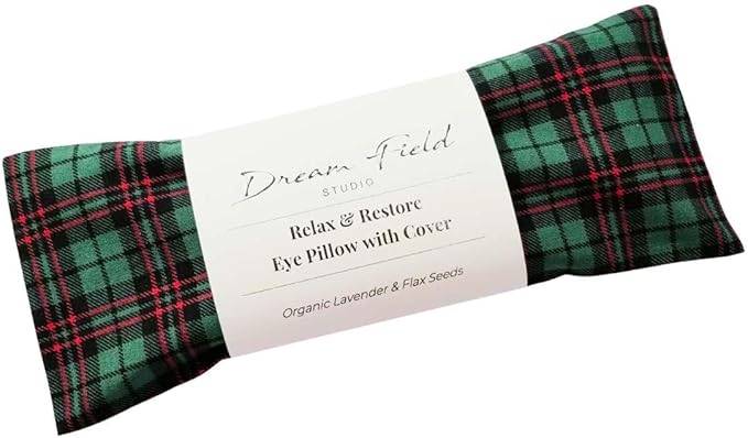 Organic Lavender Eye Pillow – Handcrafted Aromatherapy Eye Mask for Yoga, Meditation & Relaxation – Cotton, Flax Seed Filling, Warm or Cool Comfort | Scottish Plaid