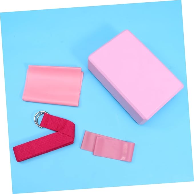 VICASKY 4-Piece Yoga Tool Kit Resistance Ring Stretch Band Latex Pull Towel and Yoga Brick Essential Accessories for Home Gym and Fitness Enthusiasts