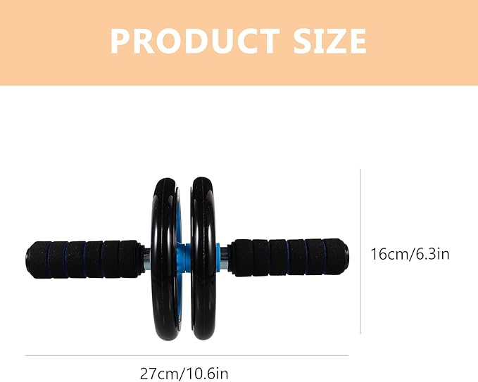 Kisangel Abdominal Exercise Wheel for Home Fitness, Two-wheel Ab Roller Trainer with Non-slip Handles, Core Strengthening Equipment for Abdominal Workout and Stomach Training Random Style