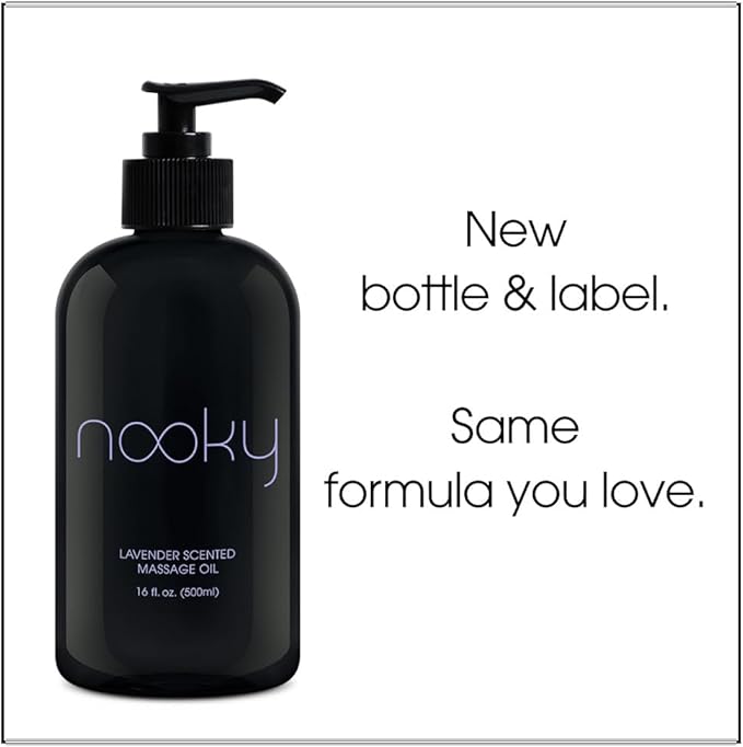 Nooky Massage Oil with Sweet Almond Oil, for Massaging 16 Ounce (Lavender)