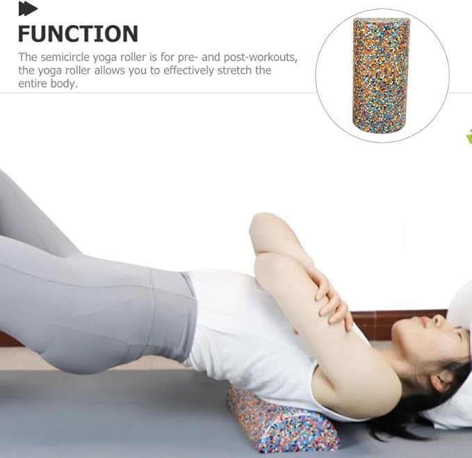 Mipcase Half Foam Roller for Physical Therapy : Soft EPP Foam Exercise Roller for Yoga Pilates Stretching Balance Training, 11.79X5.89X2.95in (Colorful)