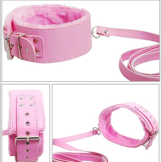 Fashion 10 Piece Leather Pilates Indoor Training Set, New Eye Mask for Fun Wrist and Hip Exercises Cosplay Accessories [Pink], Couple Gift