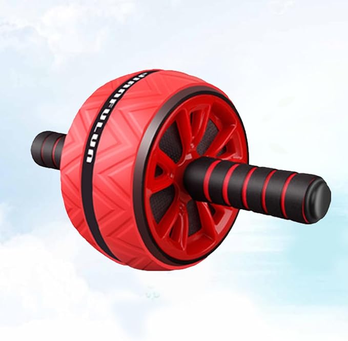 Lurrose Ab Roller Wheel Fitness Device for Core Workout and Abdominal Exercise, Red Abdominal Trainer with Sturdy Wheel for Home Strength Training and Workout Accessories for Men Women