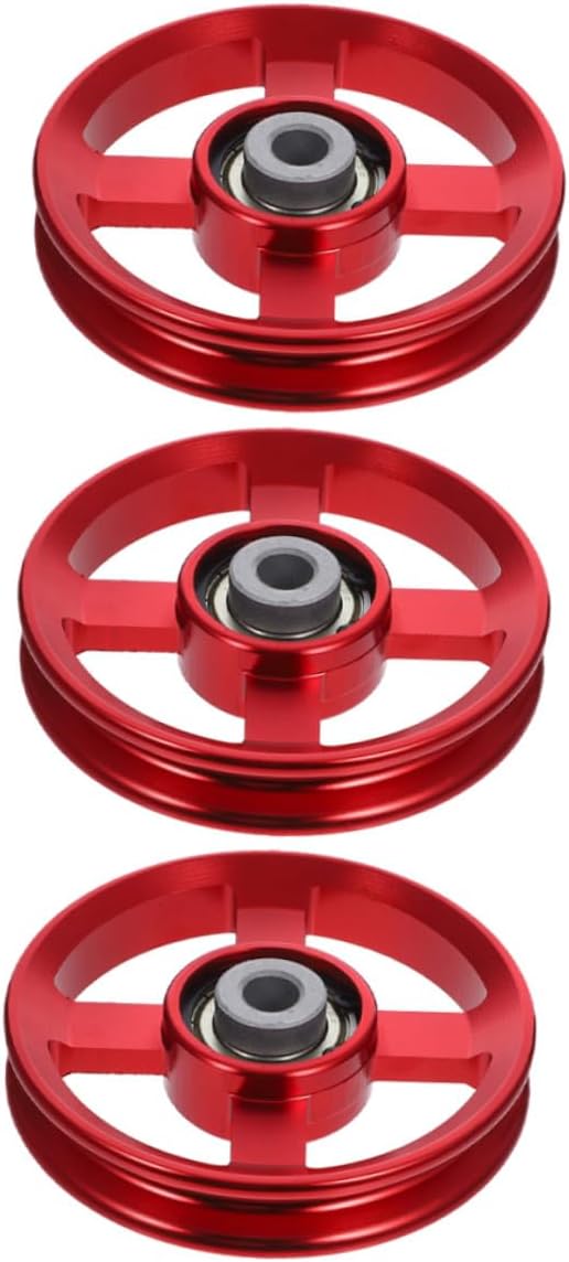 3pcs Aluminum Pulley Wheels for Gym Equipment Cable Machine Fitness Pulley System with 95mm Bearings Aluminum Alloy Bracket Attachment for Strength Training