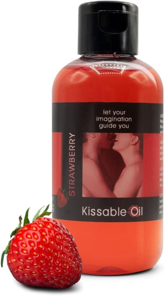 LOVE PLAY Strawberry Flavored - Full Body Oil for Women and Men - Edible Warming Oil for The Body - 100% Vegan and Fun - 150ml