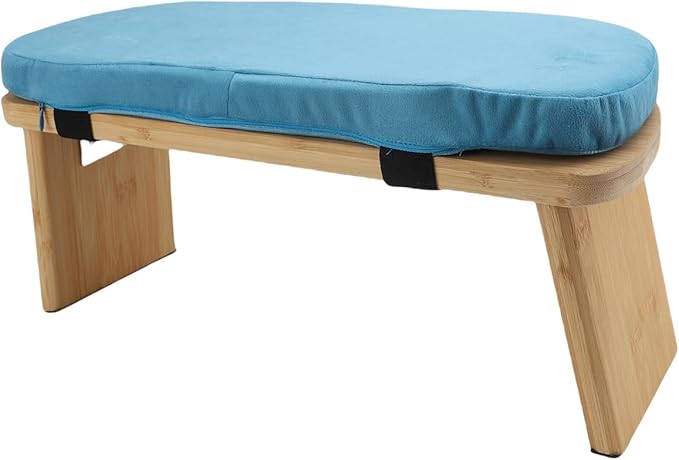 Meditation Bench, Folding Kneeling Meditation Stool, Removable Cushion Stool with Magnetic Locking Hinges, Ideal for Indoor & Outdoor Yoga & Prayer (Blue)