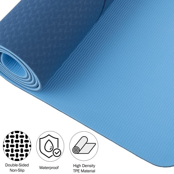Non-Slip Yoga Mat with Alignment Marks – Lightweight Exercise Mat with Carry Strap for Home Workout or Travel by Wakeman Outdoors