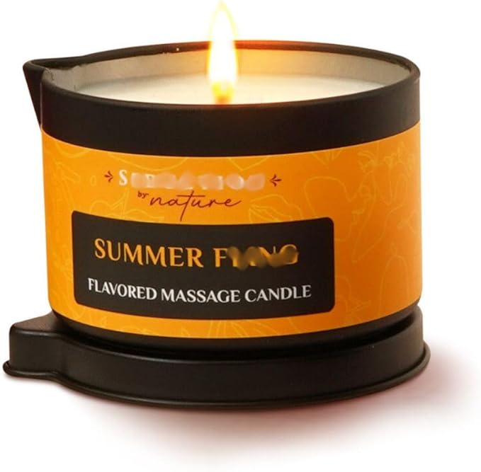 Tropical Scent Massage Oil Candle – Vegan Full Body Massage Therapy & Home SPA – Sustainable Formula for Relaxation & Stress Relief