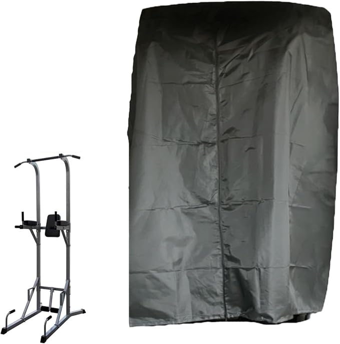 Pull Up Bar Station Cover 40x42x64in Protective Cover Strength Training Dip Stands Protection Gym Machine Cover for Indoor or Outdoor Power Tower/Pull Up Dip Station (Grey)