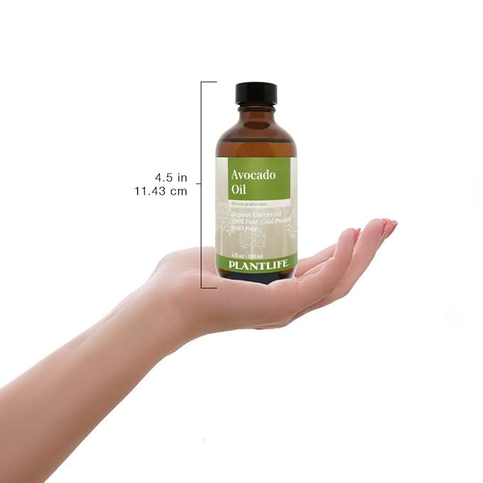 Plantlife Avocado Carrier Oil - Cold Pressed, Non-GMO, and Gluten Free Carrier Oils - for Skin, Hair, and Personal Care - 4 oz