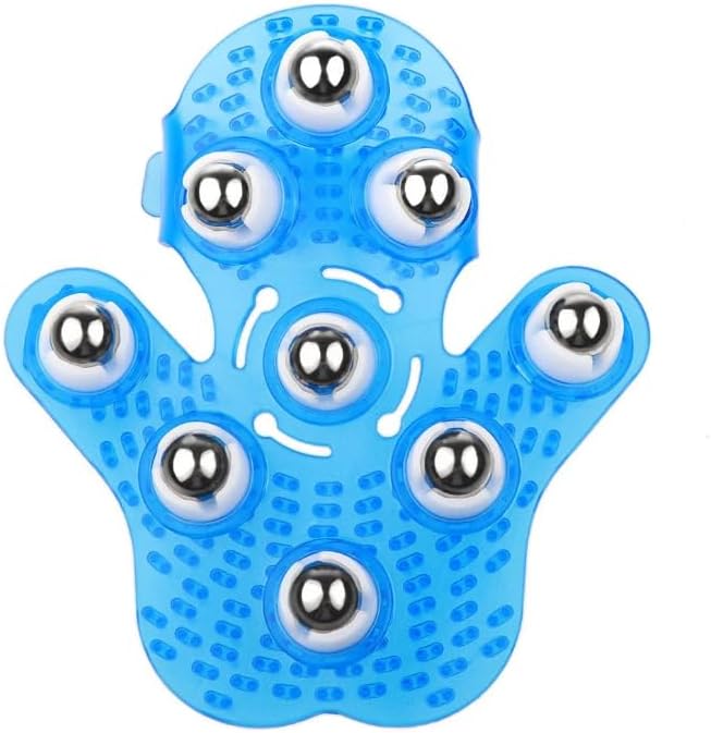 Hand-Shaped Massage Ball Gloves, Featuring 9 * 360° Rotating Metal Balls That fit The Natural Curvature of The Palm, are Suitable for Full-Body Care and can Relieve Fatigue. (Blue)