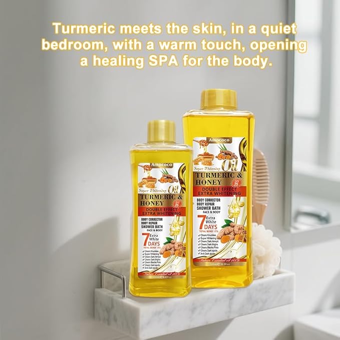 Turmeric & Honey Body Massage Oil Set - 500ml + 250ml | Natural Nourishing Dual Formula for Daily Moisturizing