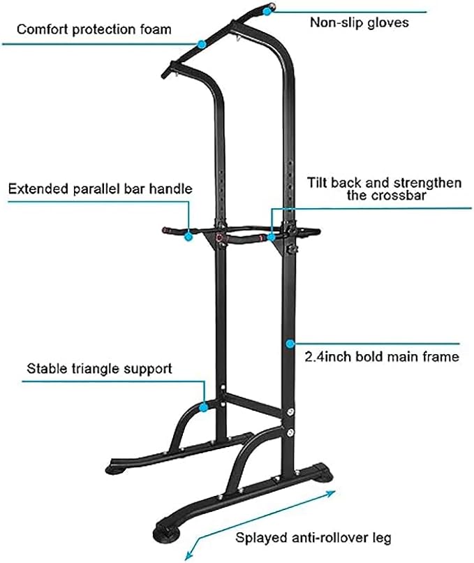 Power Tower Pull Up Bar and Dip Station,Adjustable Height Dip Stand Multi-Functional Strength Training Fitness Workout Station for Home Gym