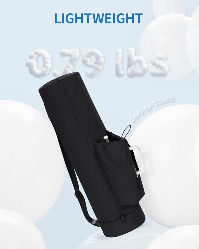 sportsnew Puffy Yoga Mat Bag Yoga Gym Bags for Women Men, Full-Zip Pilates Bag with Wet Pocket & Side Zip Drawstring Pocket Fits Tumblers with Handle, Yoga Mat Storage for Carrier Quick Access