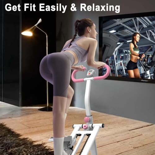 Home Foldable Stair Stepper Machine - Vertical Climber for Full Body Workout, 265 lbs Capacity w/LCD Display & Adjustable Handlebar, Compact Home Gym Equipment for Legs, Abs, Cardio