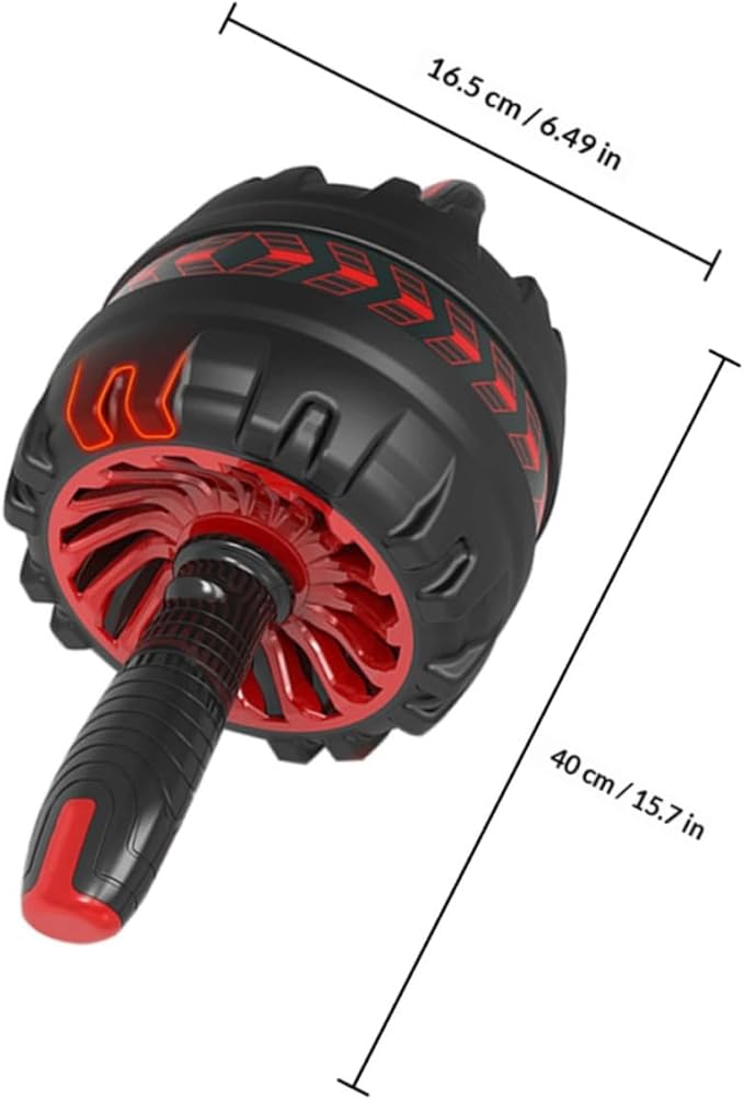 Ab Roller Wheel for Abdominal Exercise with Automatic Silent Rebound, Fitness Exercise Roller with Knee Pad, Home Gym Core Workout Equipment in Dark Red