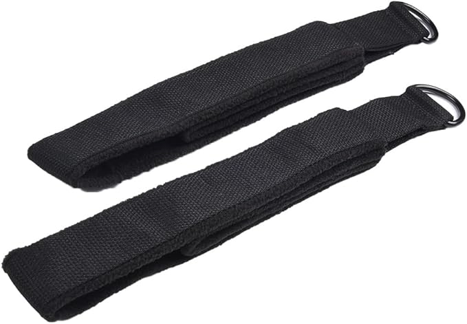 Pilates Double Loop Straps with D-Rings, Soft Polar Fleece Foot Straps for Reformer Workout, Home Gym Fitness Equipment for Flexibility and Strength Training, 2-Pack