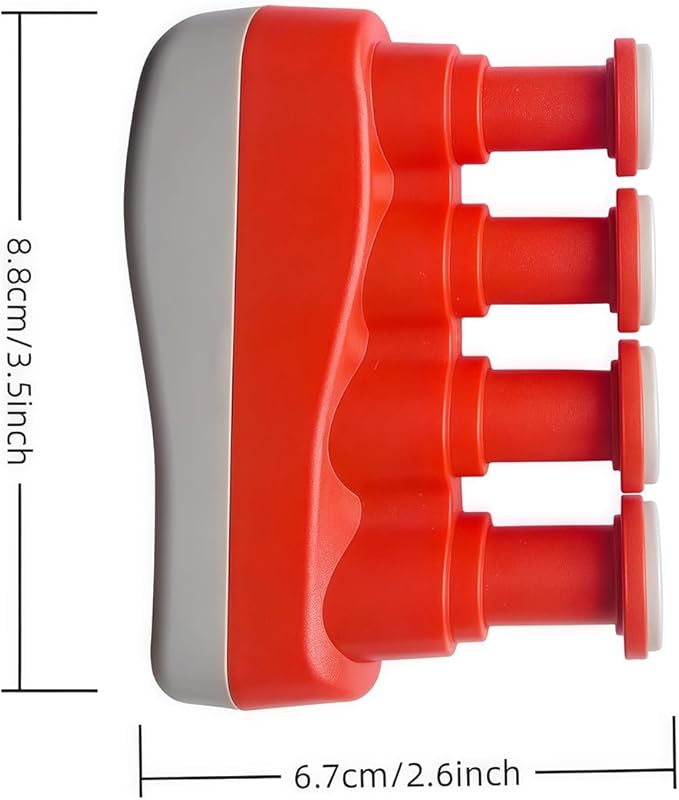 Finger Strengthener, Nalu Hand Grip Trainer Exerciser for Piano, Guitar, Bass, Ukulele Players, Plastic Material, Lightweight and Portable - Improve Finger Flexibility, Strength,1 Pack (Red+Gray)