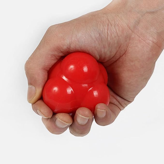 Hexagonal Silicone Agility Reaction Ball 68Mm Large Red for Fitness Speed Coordination Training and Baseball Exercise Equipment