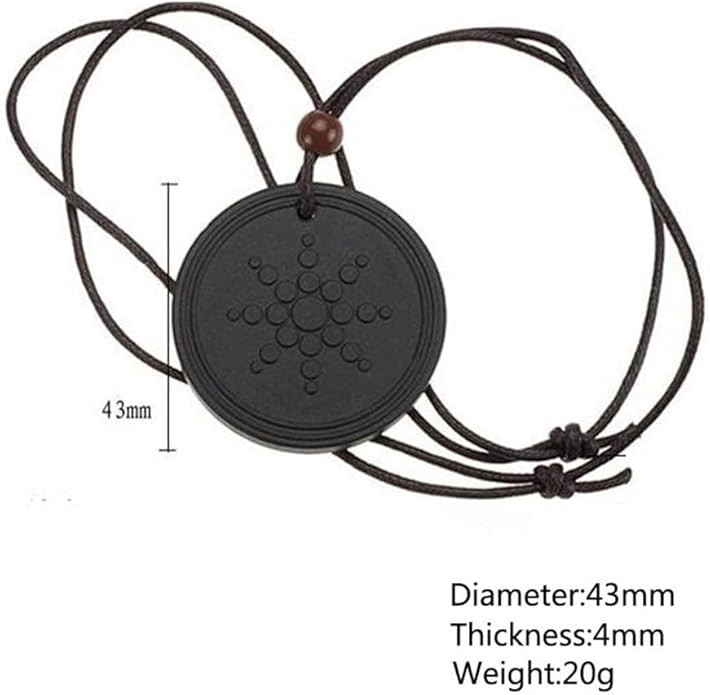 Volcanic Energy Stone Protection Shield Necklace,Sunflower Pattern Energy Necklace(42MM)
